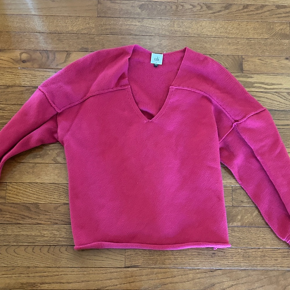 CAbi Vibrant Pink V-Neck Sweater